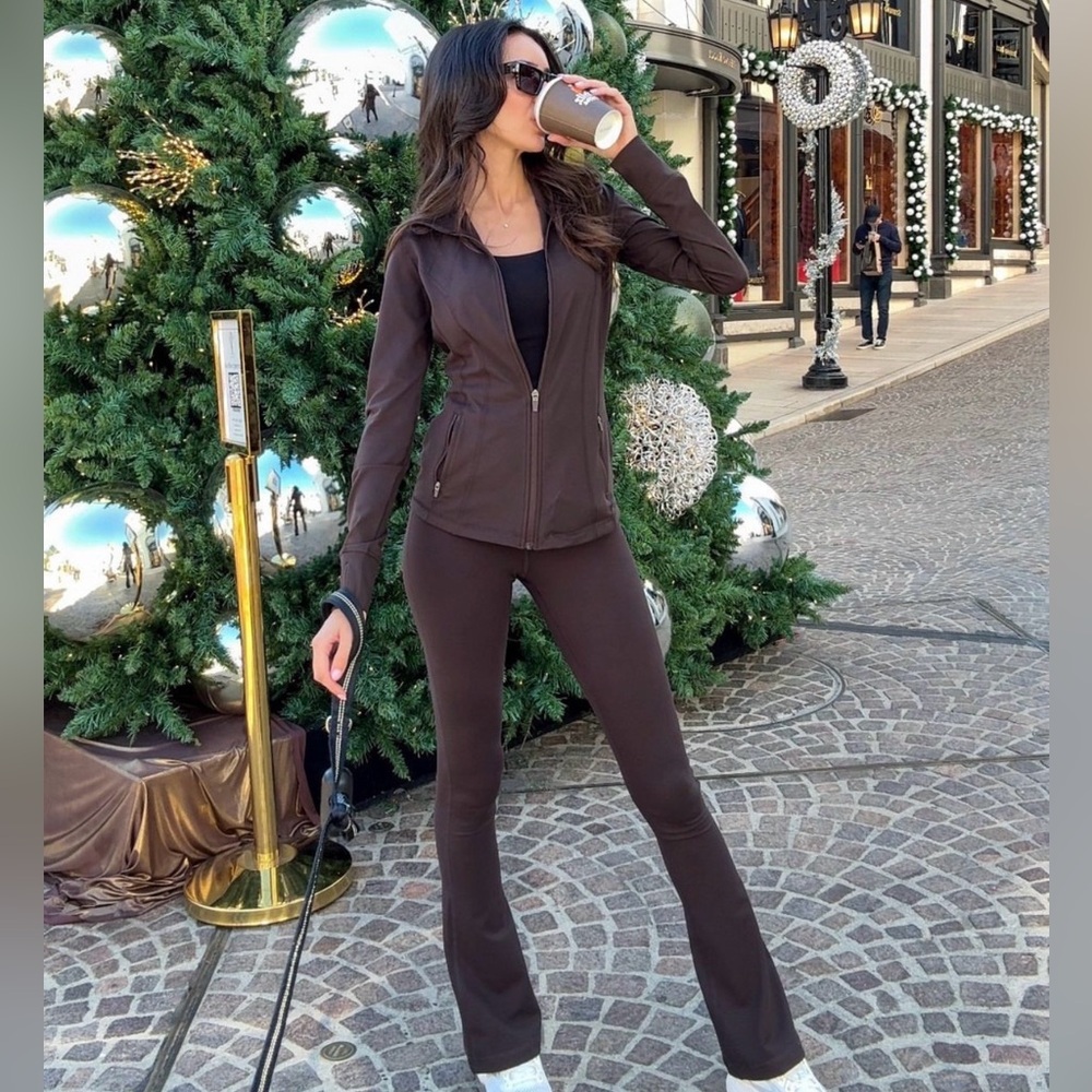 Women's Brown Active Jacket and Pant Set